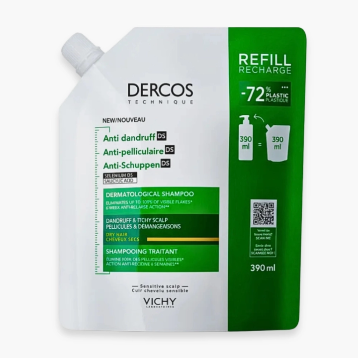 Vichy Dercos Technique Shampooing Anti-Pelliculaire DS Cheveux Secs Éco-Recharge - 390ml