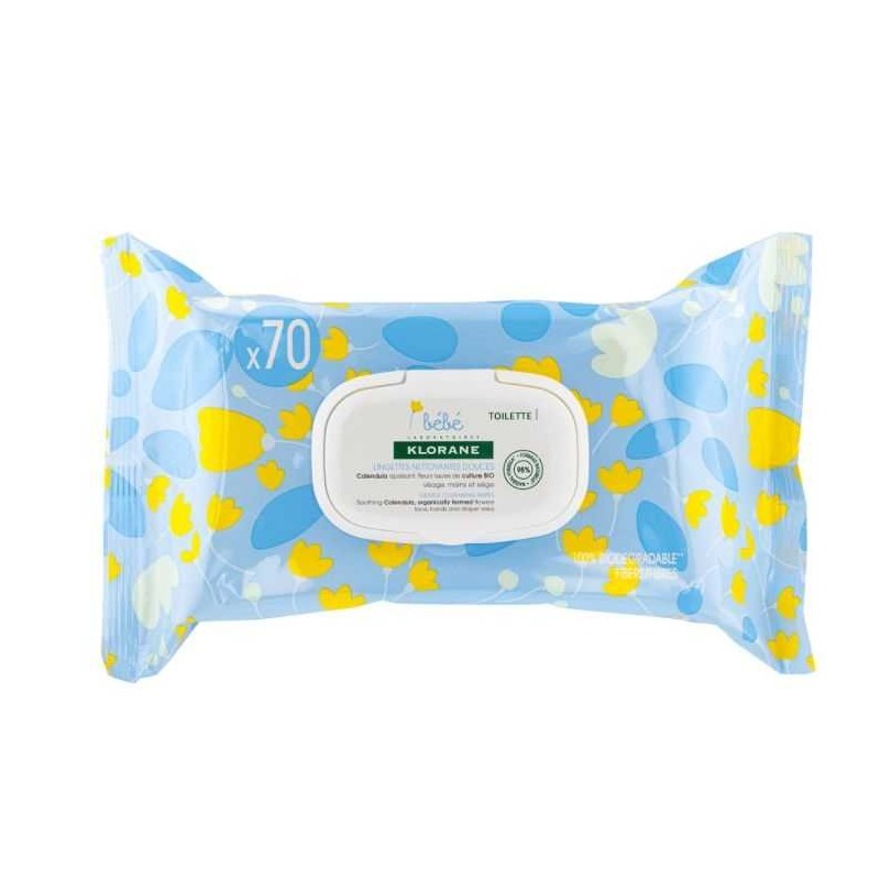 KLORANE BEBE LINGETTES NETTOYANTES POUR LE CHANGE BOITE DE 70