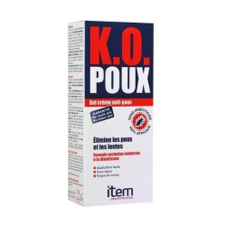 ITEM K.O Poux Gel Crème 100ml Traitement Anti-Poux Anti-Lentes Efficace Sans Insecticide