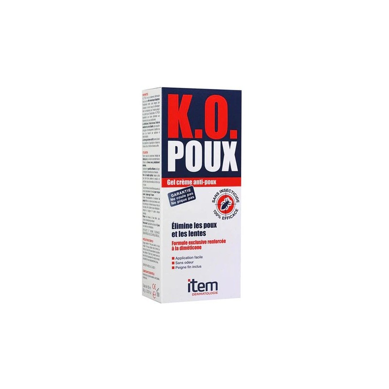 ITEM K.O Poux Gel Crème 100ml Traitement Anti-Poux Anti-Lentes Efficace Sans Insecticide