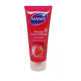 Manix Gel de Massage Gourmand Comestible Fraise Onctueuse - 200ml