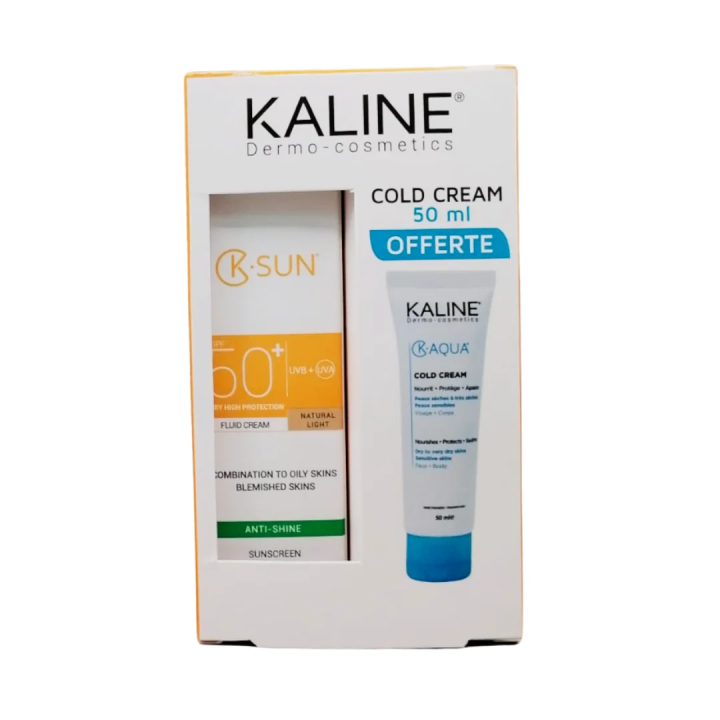 KALINE Pack Ksun Écran Teinté Natural Light SPF50+ 50ml + K-Aqua Cold Cream 50ml
