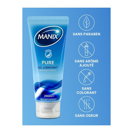 MANIX PURE Gel Lubrifiant Intime Hydratation et Douceur 200ml