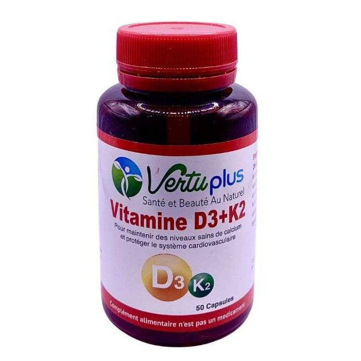 Vertuplus Vitamine D3 + K2 - 50 Capsules