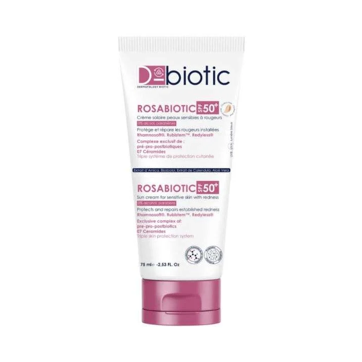 D-Biotic Rosabiotic Crème Solaire Peaux Sensibles à Rougeurs SPF 50+ Teinte Claire - 75ml