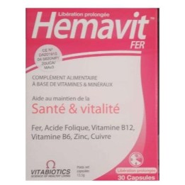 Vitabiotics Hemavit Fer Santé et Vitalité - 30 Capsules