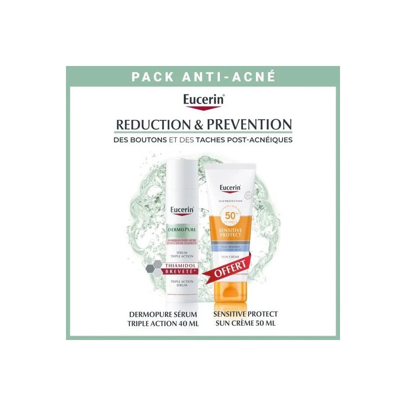 Pack Anti-Acné Expert Eucerin Dermopure Triple Action Sérum 40ml + Sun Crème SPF50+ 50ml