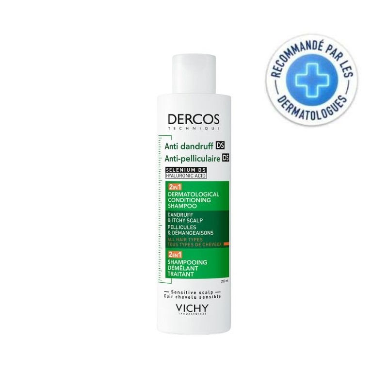 VICHY DERCOS DS 2 EN 1 SHAMPOING Anti-pelliculaire Démêlant Traitant 200ml