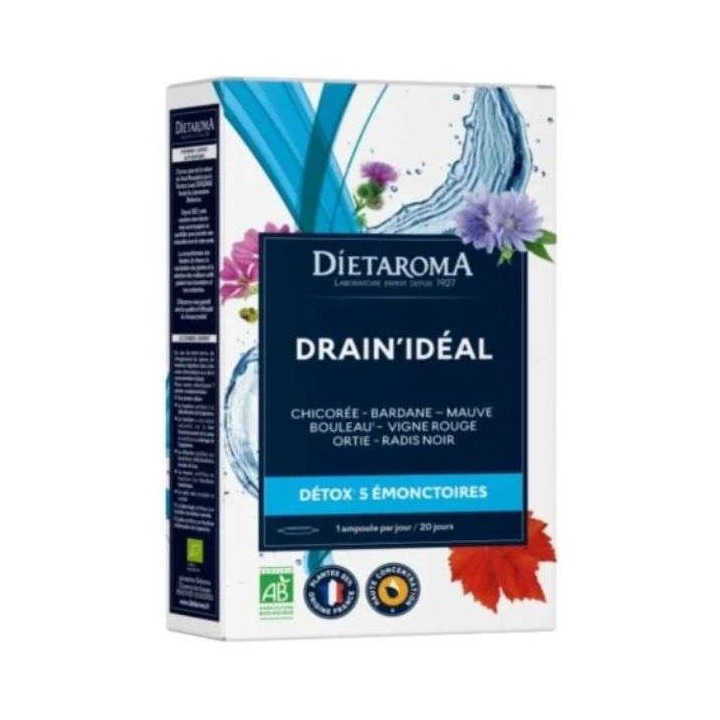 Dietaroma Drain Idéal Détox Bio 5 Émonctoires – 20 Ampoules