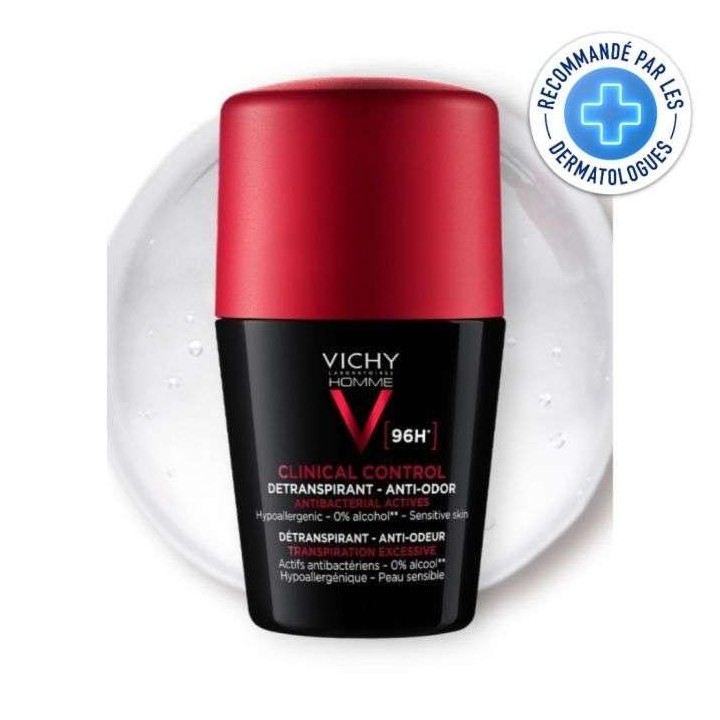 Vichy Homme Clinical Control Détranspirant Efficacité Extrême 96H – Roll-on 50ml