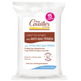 Rogé Cavaillès Lingettes Intimes Protection Active Antibactérien – Pochette de 15 lingettes