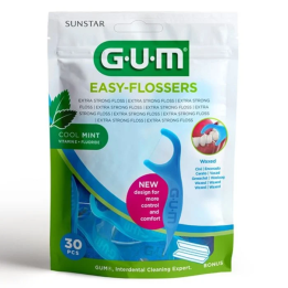 GUM Easy Flossers Mentholé Ciré - 20 Porte-Fils + Cure-Dents (Réf 890)