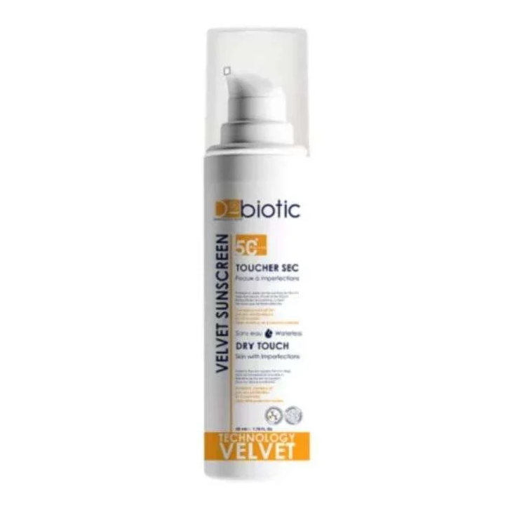 D-Biotic Écran Solaire Velvet Toucher Sec SPF 50+ Peaux à Imperfections - 50ml