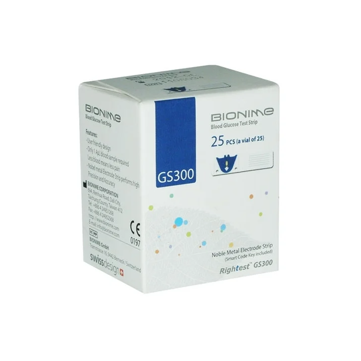 Bionime Bandelettes Réactives GS300 - 25 Unités