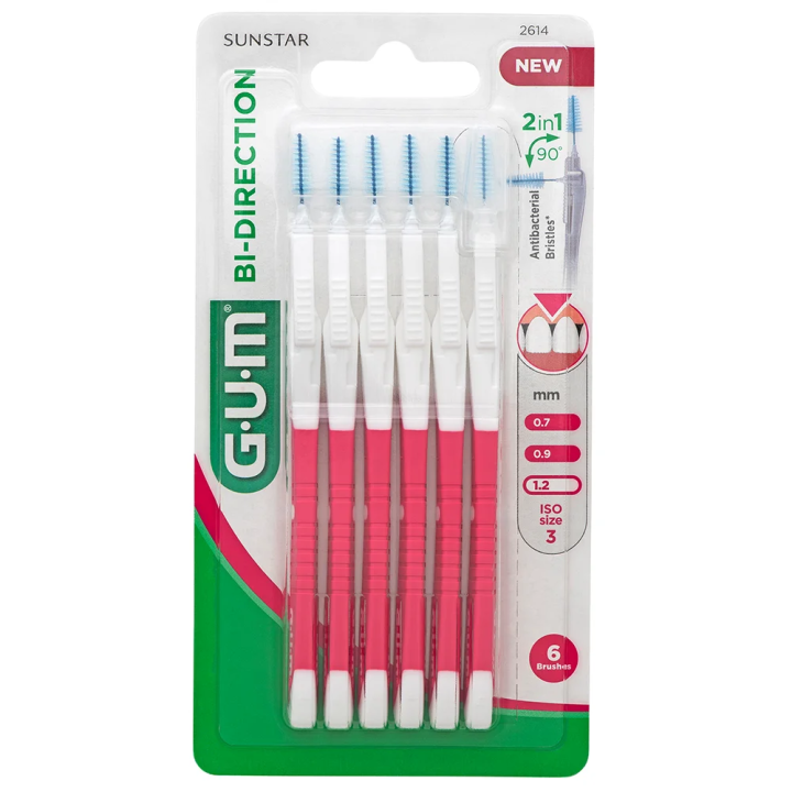 GUM Bi-Direction Brossettes Interdentaires Fines 1.2mm Réf 2614