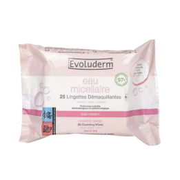 EVOLUDERM Lingettes Démaquillantes Eau Micellaire - Pack de 25 Lingettes