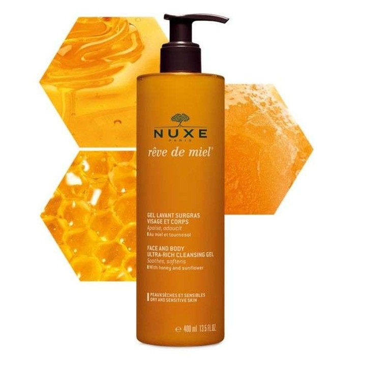 NUXE Rêve de Miel Gel Lavant Surgras Visage et Corps - 400ml