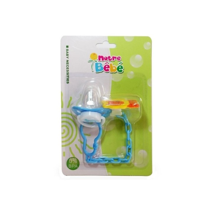 Notre Bébé Sucette en Silicone avec Chaînette