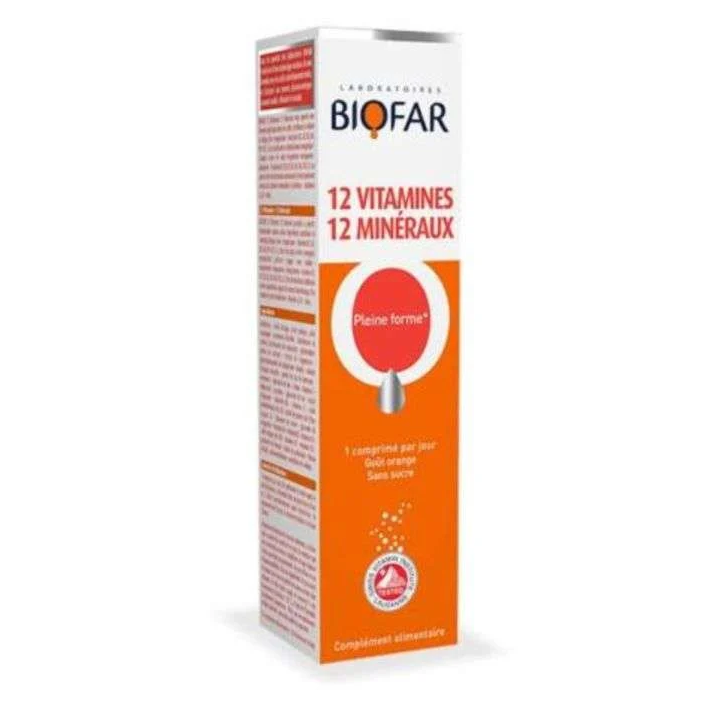 BIOFAR 12 Vitamines 12 Minéraux - 20 Comprimés Effervescents