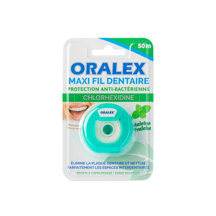 ORALEX Maxi Fil Dentaire Anti-Bactérien Chlorhexidine - 50m
