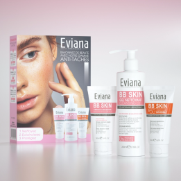 EVIANA Pack Éclaircissant Anti-Taches - Crème + Gel Nettoyant + Écran Invisible