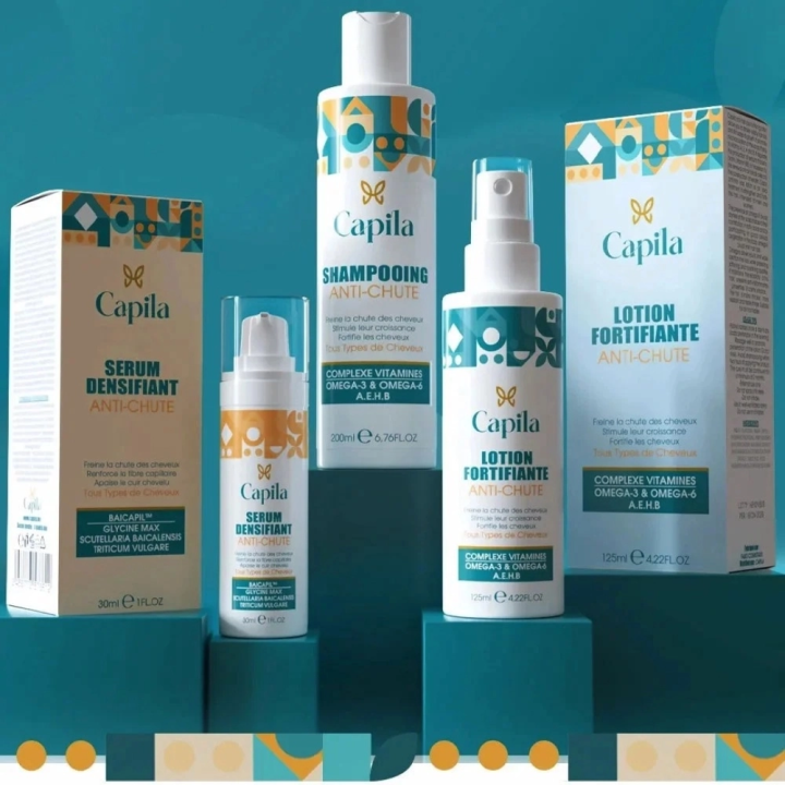 CAPILA Pack Anti-Chute Traitement Complet - Shampoing 200ml + Lotion 125ml + Sérum 30ml