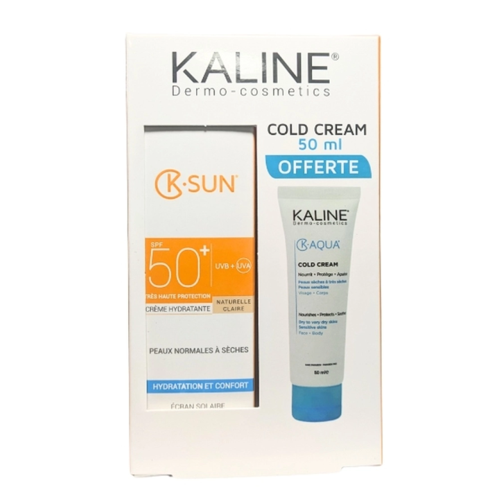 KALINE Pack Ksun Écran Teinté Naturelle Claire SPF50+ 50ml + K-Aqua Cold Cream 50ml