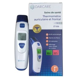 DARCARE Thermomètre Infrarouge Auriculaire et Frontal 2 en 1