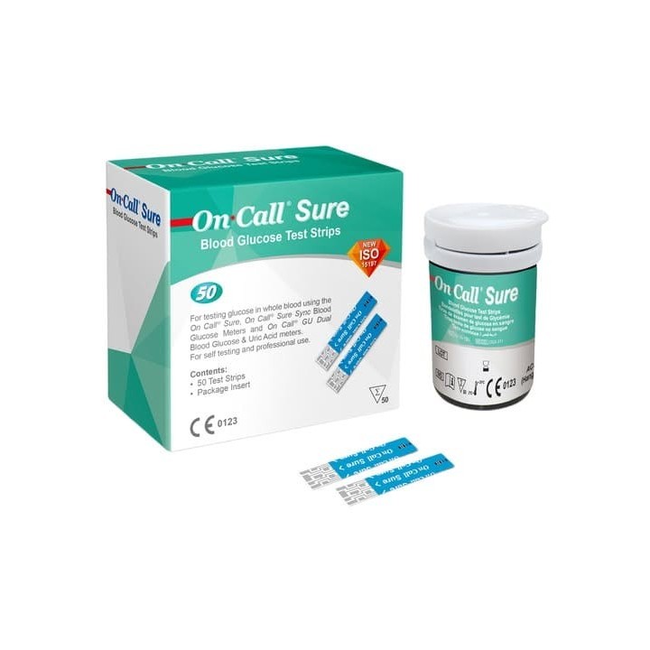 ON CALL SURE Bandelettes de Test de Glycémie - Boite de 50 Unités