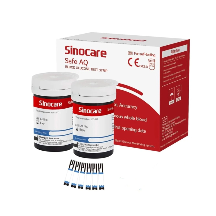 SINOCARE Safe AQ Bandelettes de Test de Glycémie - 50 Unités