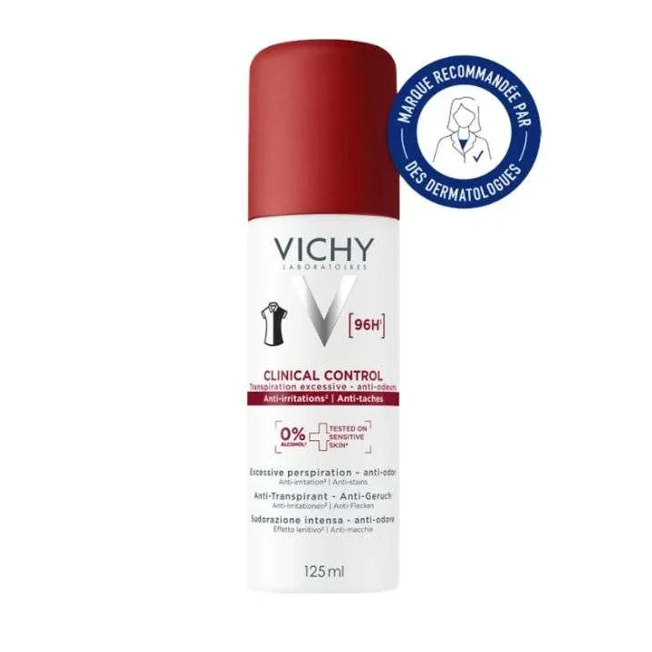 VICHY Clinical Control Déodorant Anti-Transpirant 96H Anti-Odeurs Anti-Traces - Spray 125ml