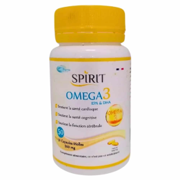 SPIRIT PHARMA Oméga 3 EPA & DHA 500mg Santé Cardiaque & Cérébrale - 50 Capsules