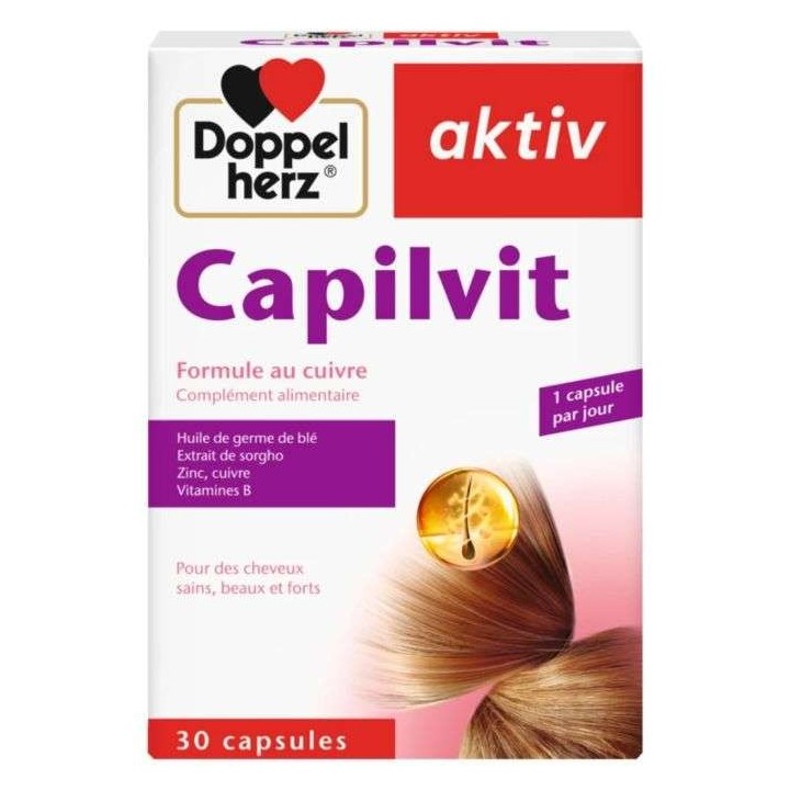 DOPPELHERZ AKTIV Capilvit Anti-Chute & Croissance Cheveux - 30 Capsules