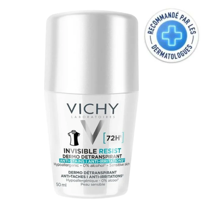VICHY Déodorant Détranspirant Invisible Resist 72H Anti-Traces & Anti-Irritations Roll-On - 50ml