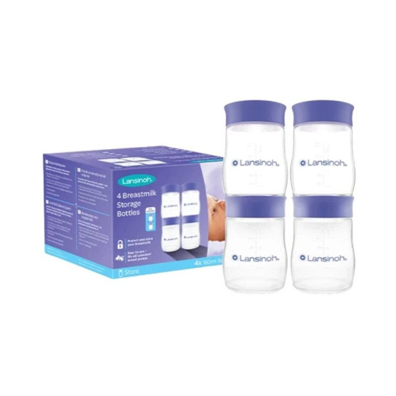 LANSINOH BOUTEILLES DE CONSERVATION LAIT MATERNELLE PACK DE 4
